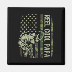 Reel Cool Papa Camouflage American Flag Fathers Da Magnet