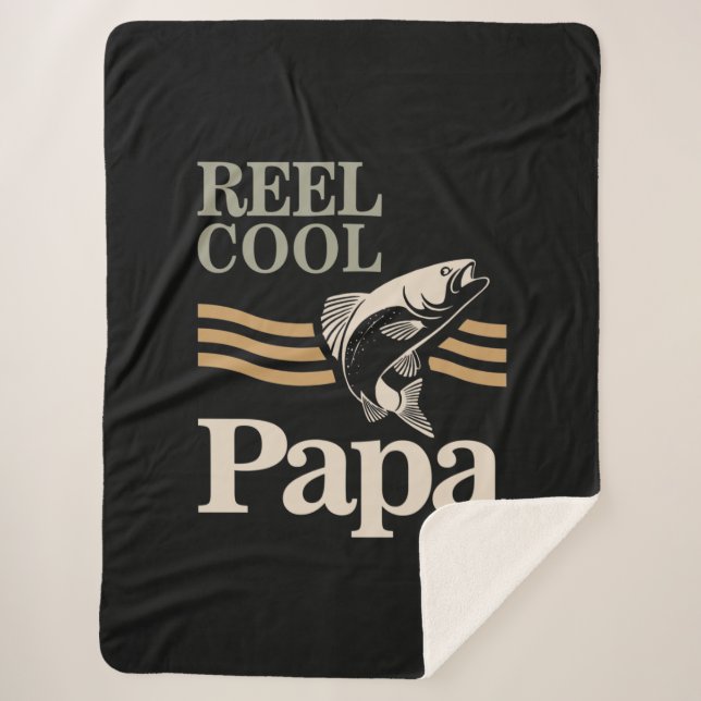 Reel Cool Papa - Father and Grandpa Gifts Sherpa Blanket (Front)