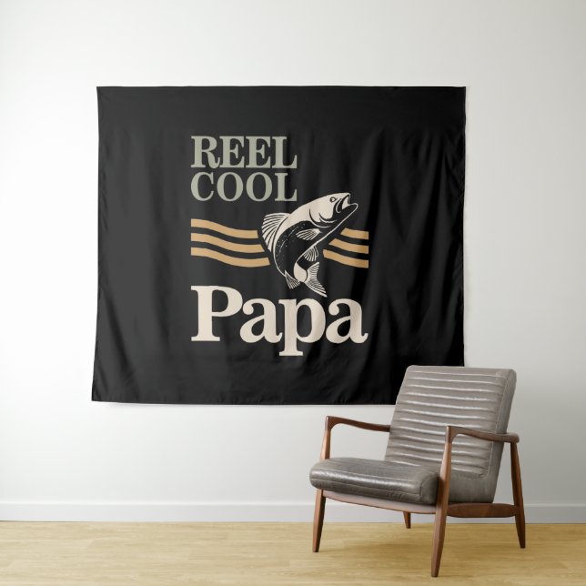 Reel Cool Papa - Father and Grandpa Gifts Tapestry (In Situ (Horizontal))