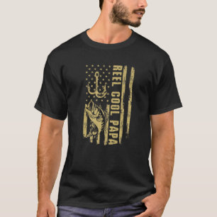 Reel Cool Papa Fish American Flag Dad Joke T-Shirt