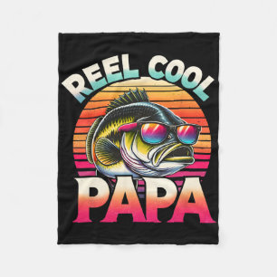 Reel Cool Papa Fisherman Father's Day Gift Fishing Fleece Blanket