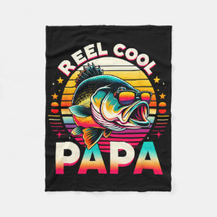 Reel Cool Papa Fisherman Fishing Dad Papa Father's Fleece Blanket