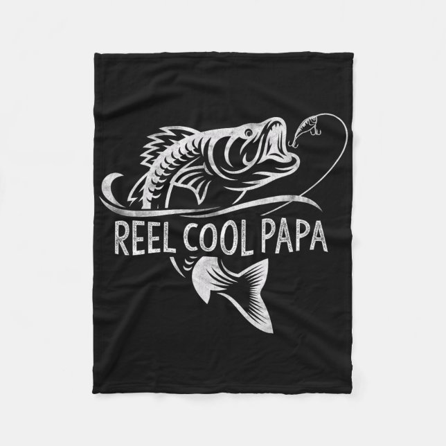 Reel Cool Papa Fishing Dad Gifts Father's Day Fish Fleece Blanket (Front)