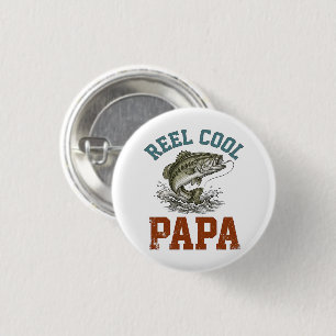 Reel Cool Papa Fishing Father's Day 3 Cm Round Badge