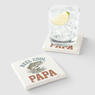 Reel Cool Papa Fishing Father's Day Stone Coaster