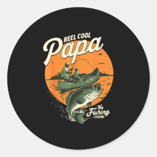 Reel cool papa the fishing legend vintage sunset classic round sticker