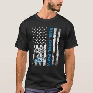 Reel Cool Papa Vintage American Flag Father S Day T-Shirt
