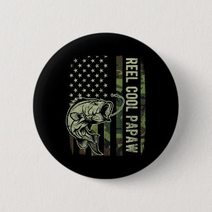 Reel Cool Papaw Camouflage American Flag Fathers D 6 Cm Round Badge