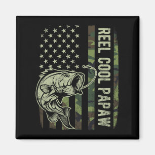 Reel Cool Papaw Camouflage American Flag Fathers D Magnet
