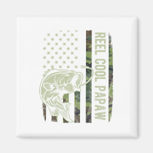 Reel Cool Papaw Camouflage American Flag Fathers D Magnet
