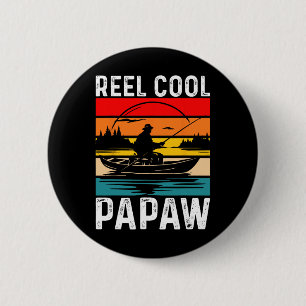Reel Cool Papaw Fishing Fathers Day For Mens 6 Cm Round Badge