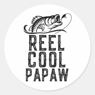 Reel Cool Papaw Fishing Fisherman Funny Retro Classic Round Sticker