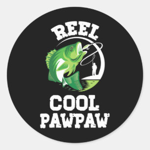 Reel Cool Paw-paw Fishing Fisherman Funny Retro Pa Classic Round Sticker