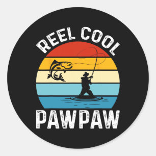 Reel Cool Pawpaw Fishing Fisherman Funny Retro Paw Classic Round Sticker
