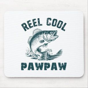 Reel Cool Pawpaw Fishing Grandpa Vintage Style Paw Mouse Pad
