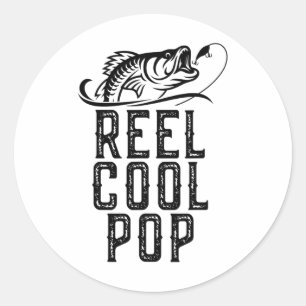 Reel Cool Pop Fishing Fisherman Funny Retro  Classic Round Sticker
