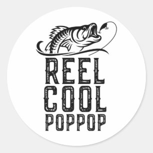 Reel Cool Pop-pop Fishing Fisherman Funny Retro Po Classic Round Sticker