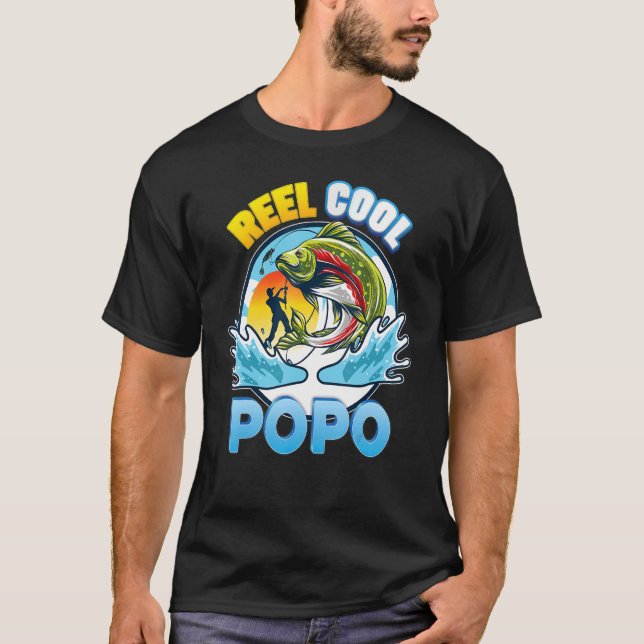 Reel Cool Popo Fishing Dad Father Day  Papa Daddy T-Shirt (Front)