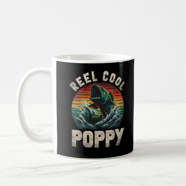 Reel Cool Poppy Fishing Poppy Father's Day Fisherm Coffee Mug (Left)