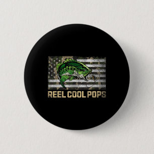 Reel Cool Pops Fishing Camo Flag Fathers Day Fishe 6 Cm Round Badge