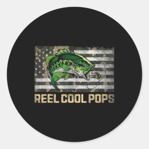 Reel Cool Pops Fishing Camo Flag Fathers Day Fishe Classic Round Sticker