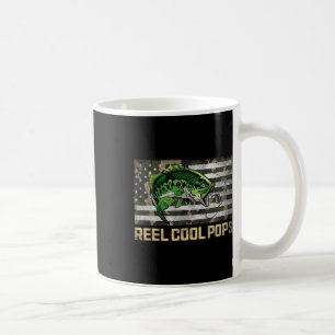 Reel Cool Pops Fishing Camo Flag Fathers Day Fishe Coffee Mug