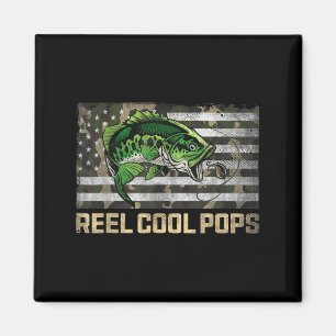 Reel Cool Pops Fishing Camo Flag Fathers Day Fishe Magnet