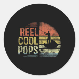 Reel Cool Pops Fishing Gifts Pops Birthday Vintage Classic Round Sticker