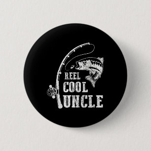 Reel Cool Uncle Fishing Daddy Fathers Day  6 Cm Round Badge