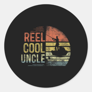 Reel Cool Uncle Fishing Gifts Uncle Birthday Vinta Classic Round Sticker