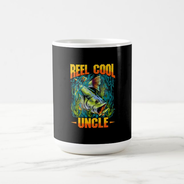 Reel Cool Uncle Fishing Lover Gift Fathers Day Coffee Mug (Center)