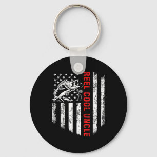 Reel Cool Uncle Shirt Usa Flag Fishing Gift For Fa Key Ring