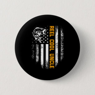 Reel Cool Uncle Shirt Vintage Flag Fishing Fathers 6 Cm Round Badge