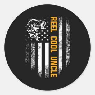 Reel Cool Uncle Shirt Vintage Flag Fishing Fathers Classic Round Sticker