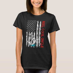 Reel Cool Uncle  USA Flag Fishing Father's Day T-Shirt