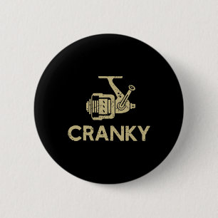 Reel Cranky Funny Fishing Girl Women Fishing 6 Cm Round Badge