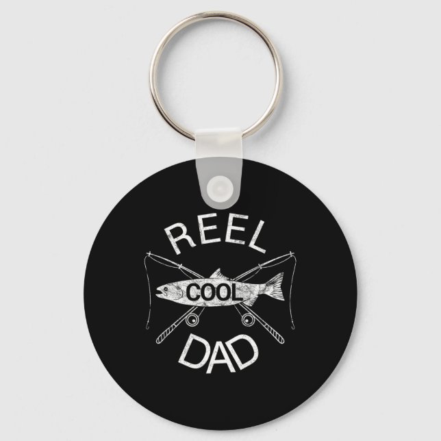 Reel Dad Fishing Daddy Dad Joke Cool Funny  Key Ring (Front)