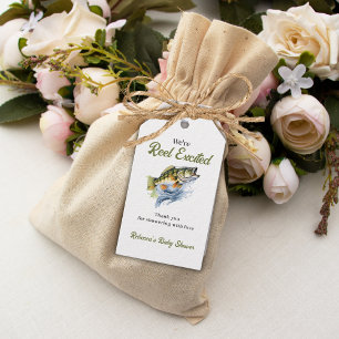 Reel Excited Big Fish Fisherman Baby Shower Gift Tags