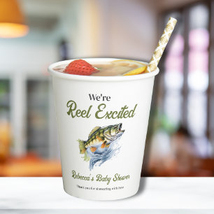 Reel Excited Big Fish Fisherman Baby Shower Paper Cups