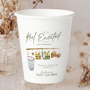 Reel Excited Fishing Baby Boy Shower Party Paper Cups