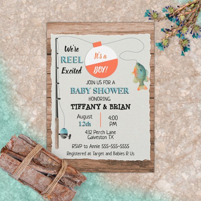 Reel Excited Fishing Boy Baby Shower Invitation (Creator Uploaded)