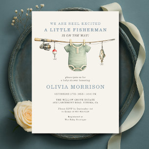 Reel Excited Fishing Clothesline Baby Shower Invitation