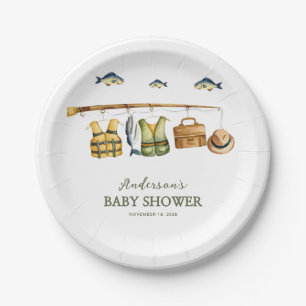 Reel Excited Little Fisherman Baby Shower  Paper Plate