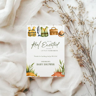 Reel Excited Little Fisherman Baby Shower  Thank You Card