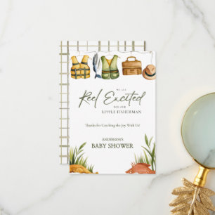 Reel Excited Little Fisherman Baby Shower Thank You Card