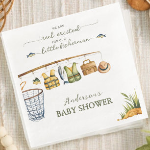 Reel Excited Little Fisherman Fishing Baby Shower  Napkin