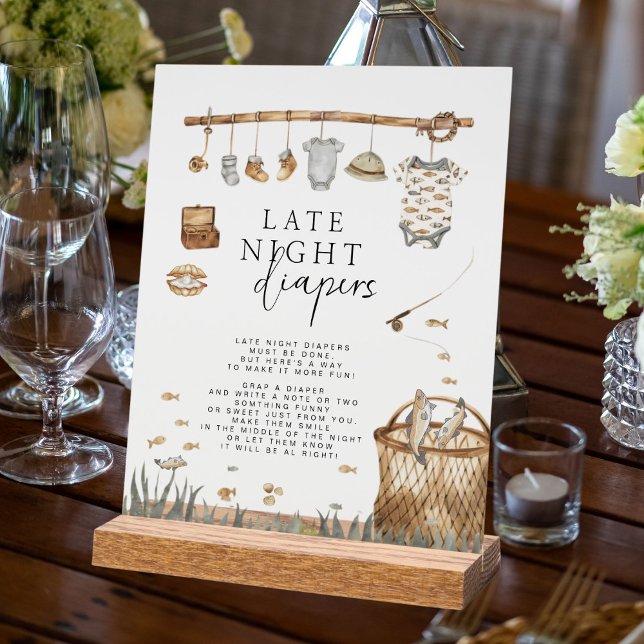 Reel Fun Fishing Late Night Diapers Rustic Sign (Creator Uploaded)