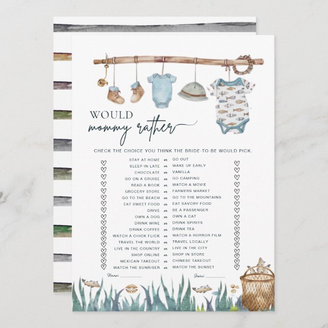 Reel Fun Fishing Would Mummy Rather Baby Shower  (Front/Back)
