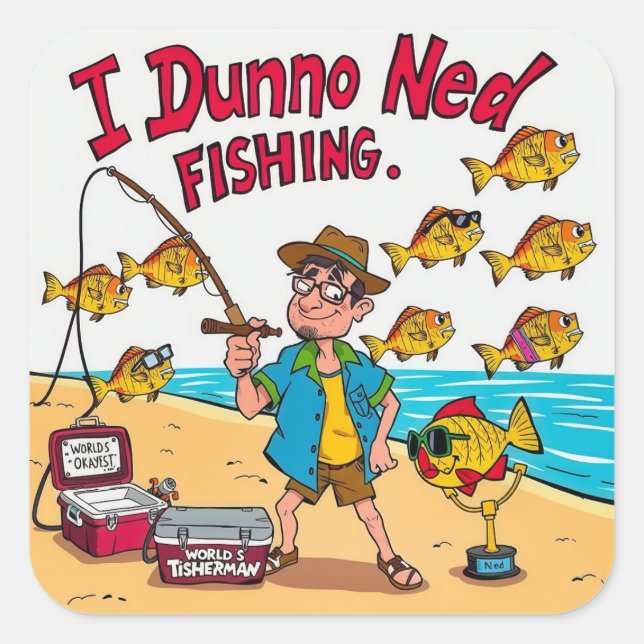 Reel Fun with Ned Square Sticker (Front)