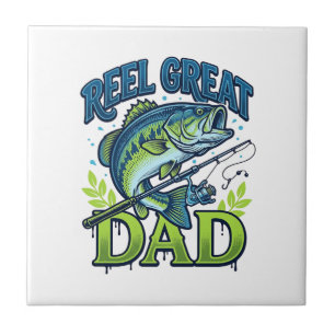Reel Great Dad Bass Fishing Vintage Vector Design_ Ceramic Tile